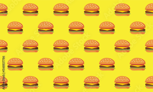 burger seamless pattern. illustration of a fast food hamburger sticker for entrepreneurship