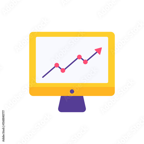 Growth Line Graphic on Computer Monitor