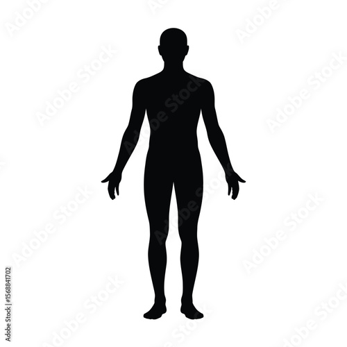 Full body silhouette of a man standing with arms at sides