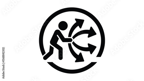 Decision making icon showing a person with multiple arrow choices