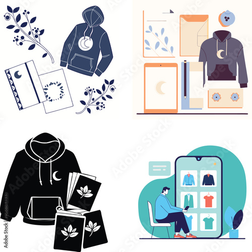 Stylish hoodie designs and online shopping experience with nature motifs