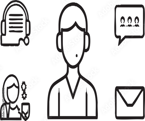 Customer Service and Communication Line Icons