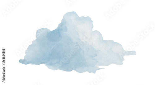 Light blue watercolor cloud shape isolated on white background