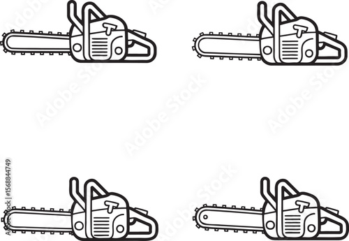 Set of Chain Saw Outline vector illustration isolated On Transparent Background
