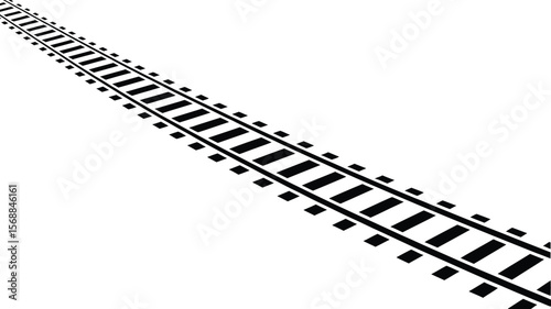 Black and White Railroad Tracks Disappearing into the Distance Illustration