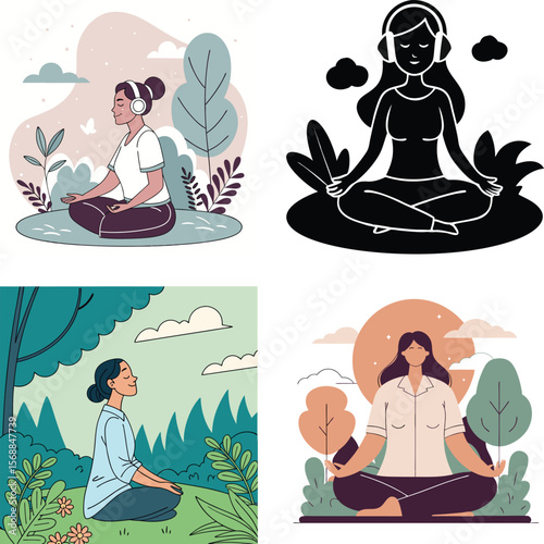 People meditating outdoors enjoying peace and serenity through music