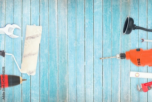 DIY tools on wooden background