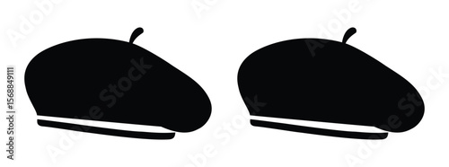 French beret hat silhouette, an iconic fashion accessory symbolizing art, culture, and Parisian style