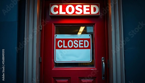 Wallpaper Mural Closed for business, red and white sign on door, end, premises Torontodigital.ca