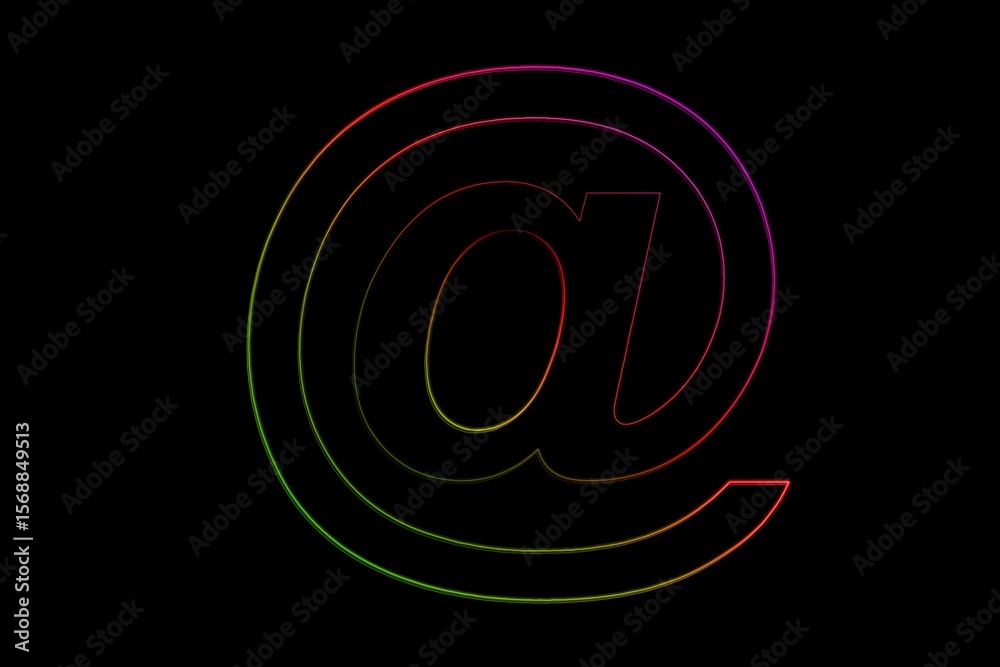 Obraz premium Flat vector neon gradient symbol is glowing on solid black backdrop, with vibrant colored outline