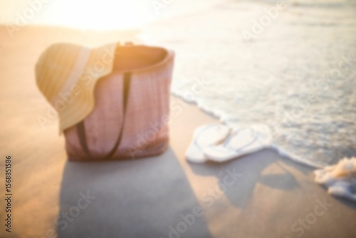 Hat on basket by flip-flop