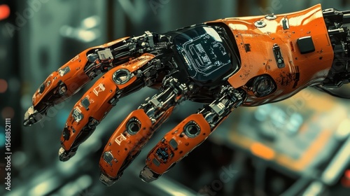 A close-up of a robotic arm performing a precise surgical procedure with AI assistance.