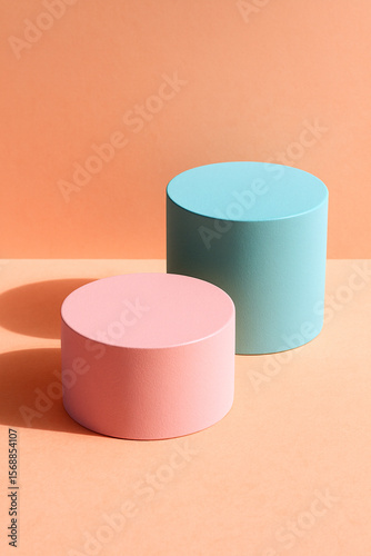 Layered Pastel Podium Composition with Tonal Harmony and Depth