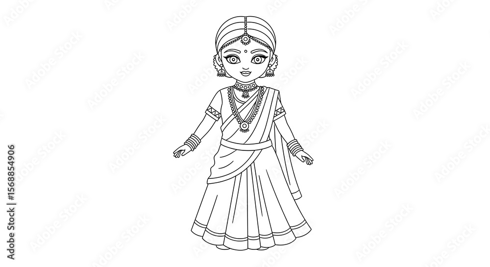 Traditional indian dancer girl in saree and jewelry isolated on transparent background Traditional indian dancer girl in saree and jewelry isolated on transparent background