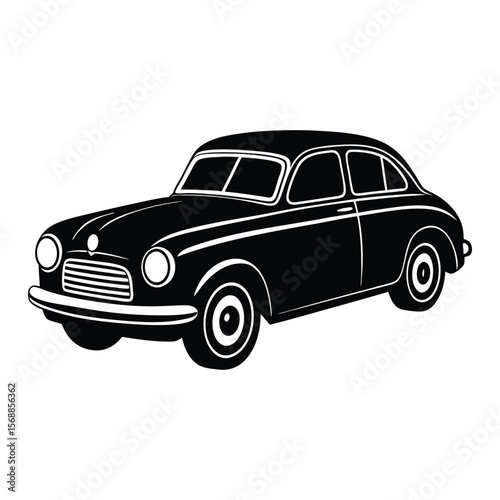Vintage Charm An Iconic Black and White Car Illustration Evoking Nostalgia and Automotive History