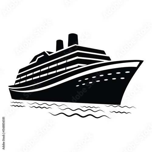 Monochrome Maritime Majesty An Artistic Rendering of a Cruise Ship Sailing Serenely on the Open Waters