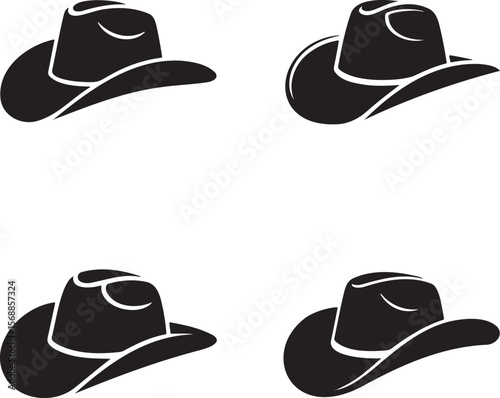 Set of Cowboy Hat silhouette vector illustration isolated On Transparent Background