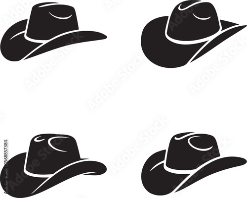 Set of Cowboy Hat silhouette vector illustration isolated On Transparent Background