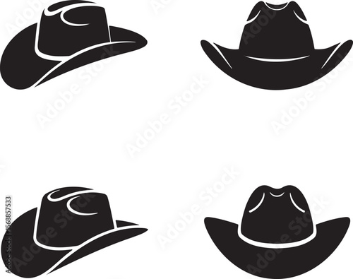 Set of Cowboy Hat silhouette vector illustration isolated On Transparent Background