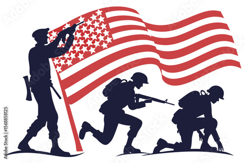 american soldier with american flag