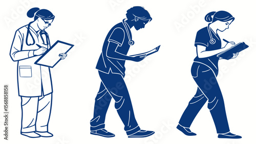 Medical Professional Silhouettes Clip Art — Doctors, Nurses, Stethoscopes, Scrubs, Emergency Staff & Hospital Scenes

