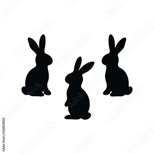 Rabbit silhouette, cuter rabbit silhouette, rabbit silhouette set