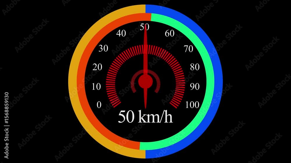 Speedometer, Mood futuristic meter or indicator. Back black background 4k animation video.