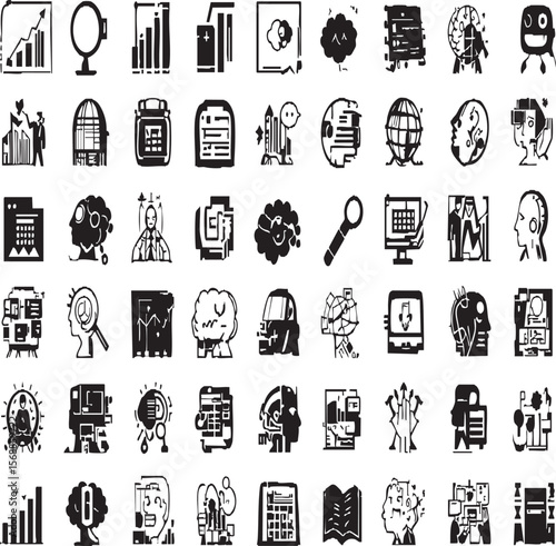  AI, Technology, and Business Conceptual Icons Set