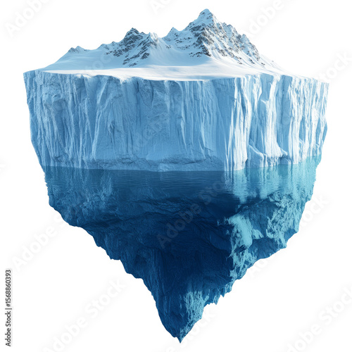 Isolated Iceberg on Transparent Background with Blue and White Tones