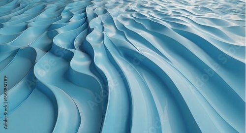 Pastel blue background with soft wave reliefs, evoking calm ocean serenity and gentle movement.