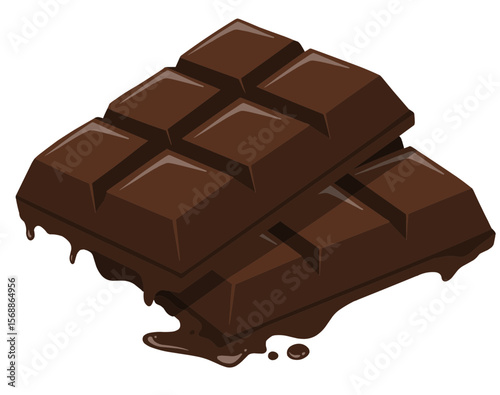 Illustration of Melted Chocolate Bar Pieces