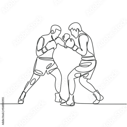 Two Boxers in Action Line Art