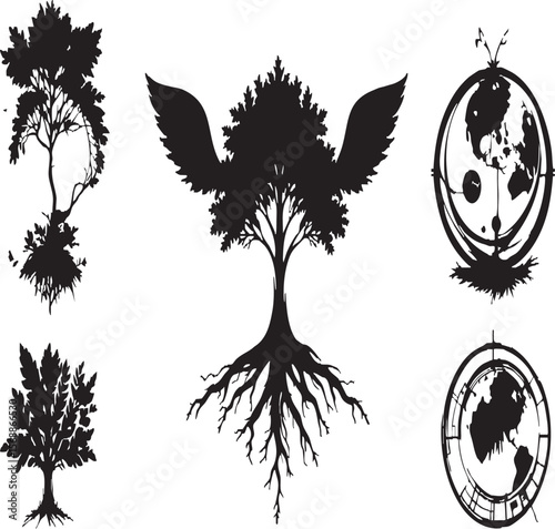 Nature-Inspired Silhouettes: Trees, Roots, and Organic Designs
