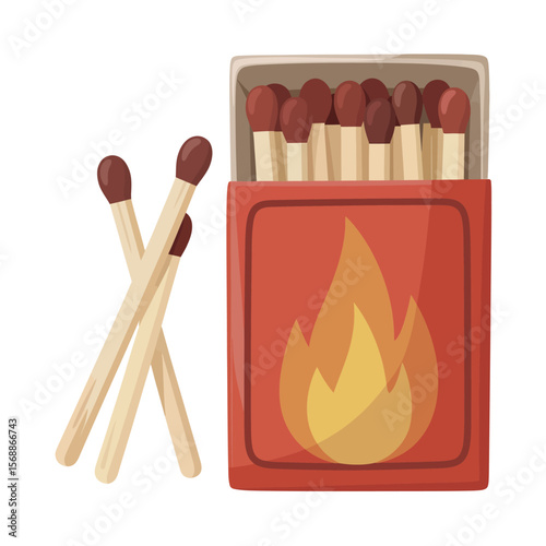Matchsticks and Matchbox with Flame Design