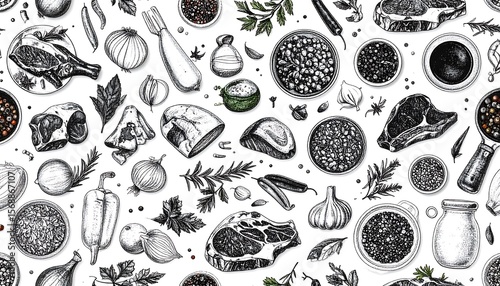 Food illustration pattern