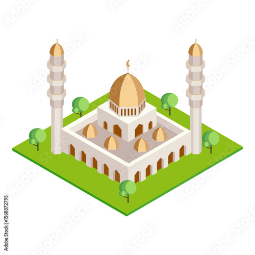 Golden Dome Mosque Illustration