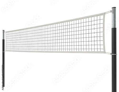 Professional volleyball net with poles for beach or indoor play isolated on transparent background