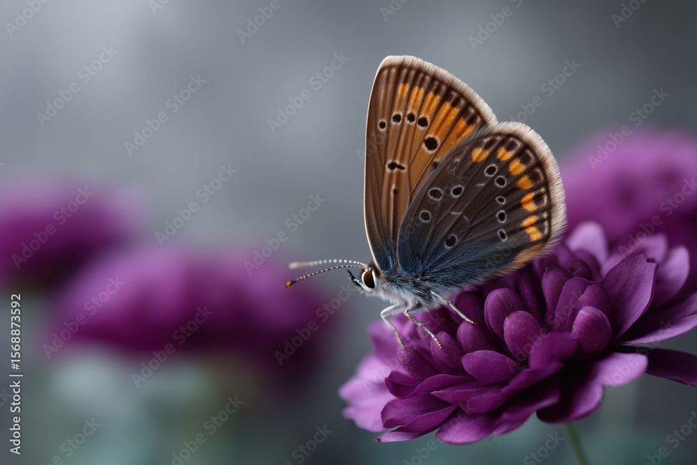 Obraz premium Graceful butterfly landing on a vibrant flower with soft focus background capturing the beauty of nature in stunning detail