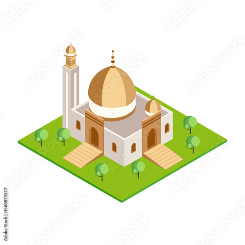 Modern Islamic Mosque Illustration