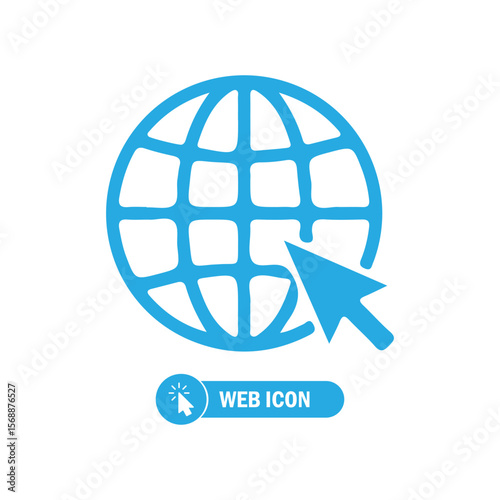 Website icon. Click to go to online website or internet line art vector icon. Blue web icon. Vector eps 10