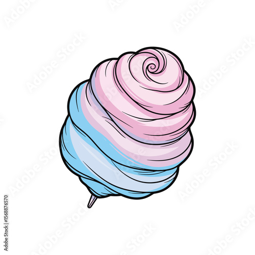 Illustration Vector A sweet swirl of pink and blue cotton candy