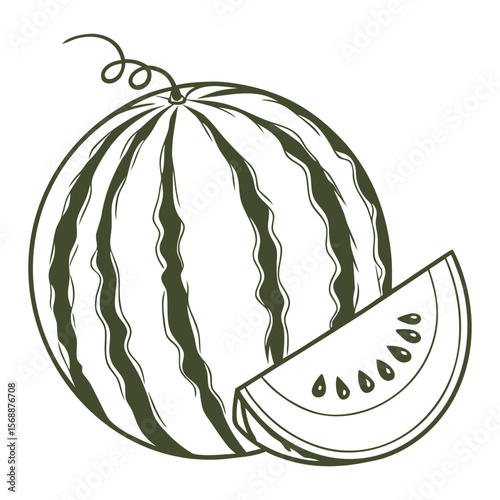 Watermelons Isolated Silhouette Fruit on White Background