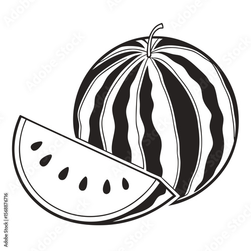 Watermelons Isolated Silhouette Fruit on White Background