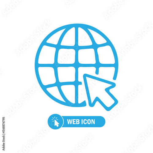 Website icon. Click to go to online website or internet line art vector icon. Blue web icon. Vector eps 10