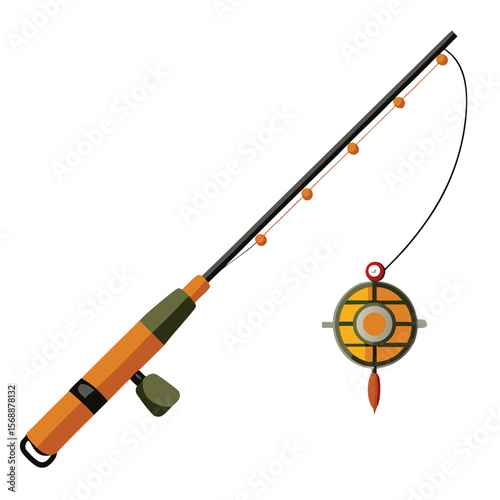 A fishing rod and reel, a symbol of a hobby, a sport, and the outdoors.