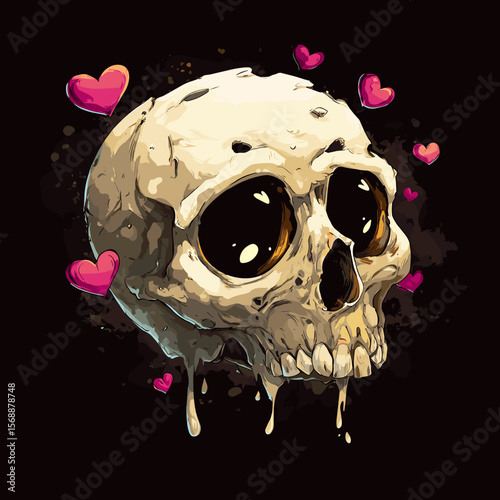 Vector Illustration Cute zombie skeleton with big round eyes. AI Generated
