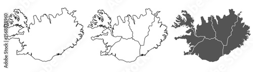 Iceland map – vector outline with regions and major cities