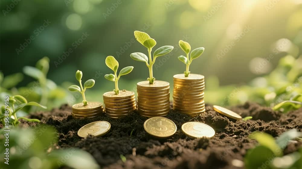 Growing Investments: Money Plants Symbolize Financial Growth and Success