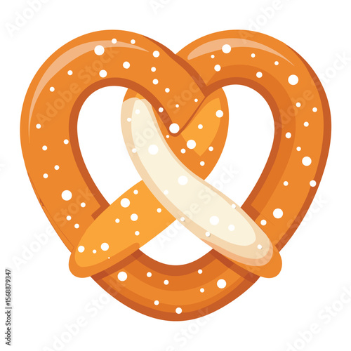 A freshly baked pretzel with glistening coarse salt, a symbol of a snack, bakery, and a delicious treat.