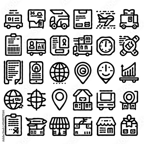 minimalist logistics and delivery line icons